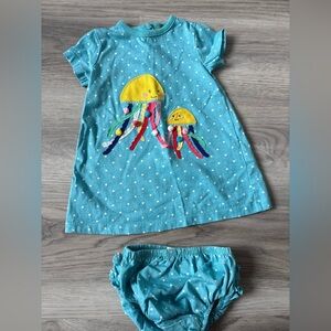 Mini Boden Jelly fish appliqué dress with bloomers
